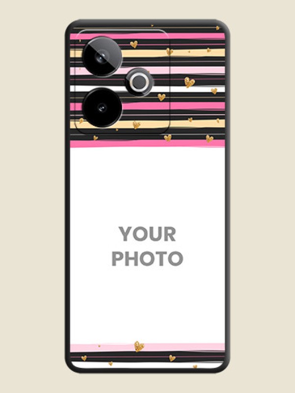 Custom Multicolor Lines and Golden Love Symbols Design on Photo On Space Black Custom Soft Matte Mobile Back Cover - Realme GT 7 5G - alternate view