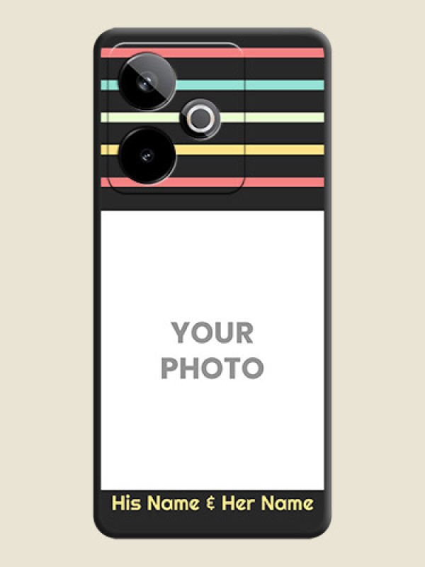 Custom Color Stripes with Photo and Text on Photo On Space Black Custom Soft Matte Mobile Back Cover - Realme GT 7 5G - alternate view
