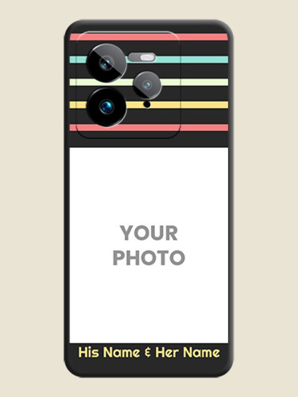 Custom Color Stripes with Photo and Text on Photo On Space Black Custom Soft Matte Mobile Back Cover - Realme GT 7 Pro - alternate view