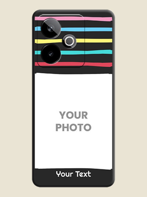 Custom Multicolor Lines with Image On Space Black Custom Soft Matte Mobile Back Cover - Realme GT 7T 5G - alternate view
