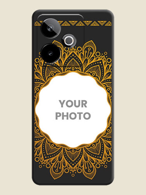Custom Round Image with Floral Design On Space Black Custom Soft Matte Mobile Back Cover - Realme GT 7T 5G - alternate view
