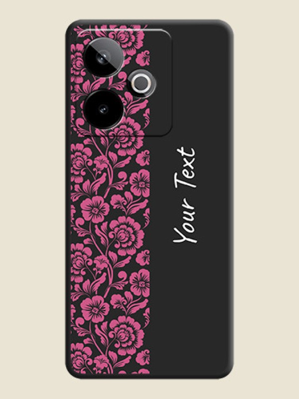 Custom Pink Floral Pattern Design With Custom Text On Space Black Custom Soft Matte Mobile Back Cover - Realme GT 7T 5G - alternate view