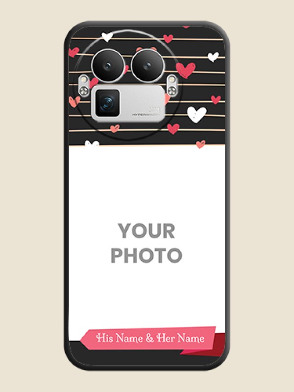 Custom Love Pattern with Name on Pink Ribbon on Photo On Space Black Custom Soft Matte Mobile Back Cover - Realme GT 8 Pro - alternate view