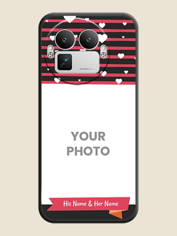 Custom White Color Love Symbols with Pink Lines Pattern On Space Black Custom Soft Matte Mobile Back Cover - Realme GT 8 Pro - alternate view