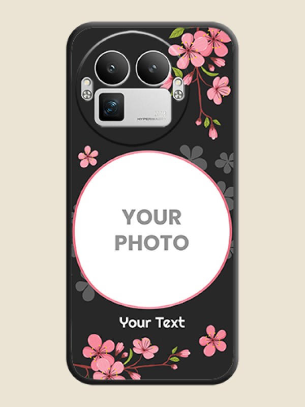 Custom Round Image with Pink Color Floral Design on Photo On Space Black Custom Soft Matte Mobile Back Cover - Realme GT 8 Pro - alternate view