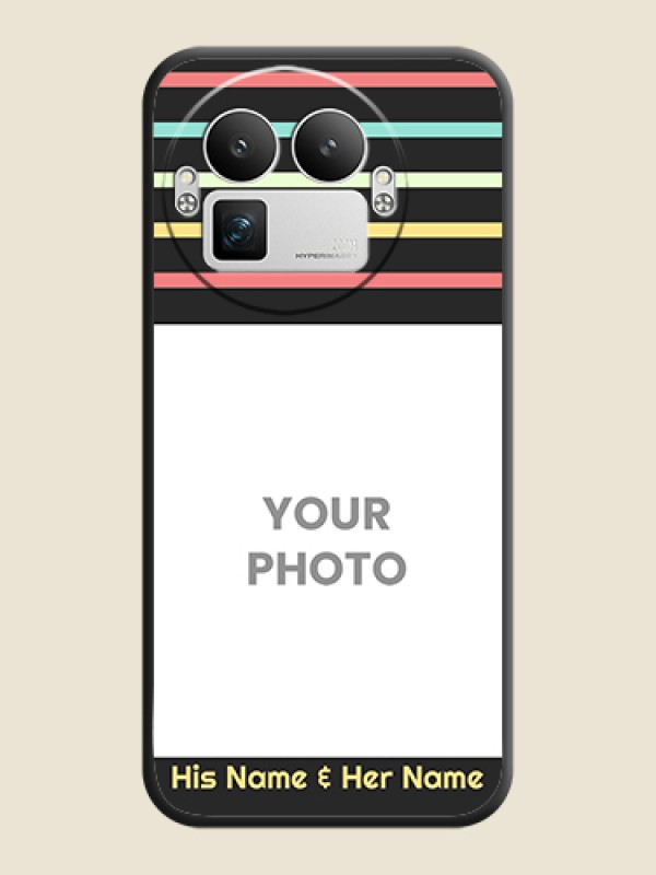 Custom Color Stripes with Photo and Text on Photo On Space Black Custom Soft Matte Mobile Back Cover - Realme GT 8 Pro - alternate view