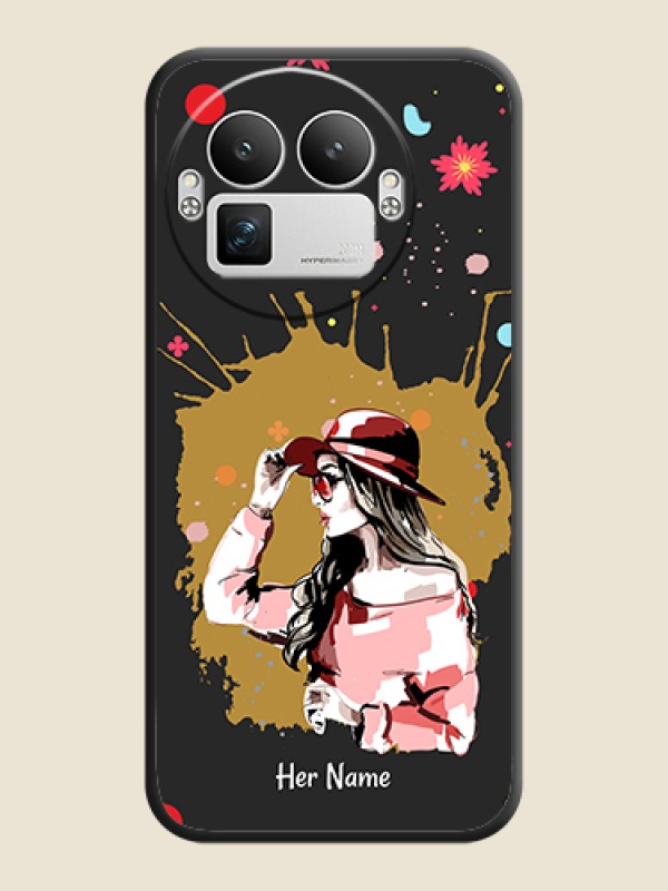 Custom Mordern Lady With Color Splash Background With Custom Text On Space Black Custom Soft Matte Mobile Back Cover - Realme GT 8 Pro - alternate view