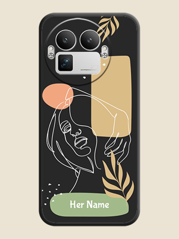 Custom Custom Text With Line Art Of Women & Leaves Design On Space Black Custom Soft Matte Mobile Back Cover - Realme GT 8 Pro - alternate view
