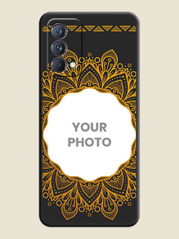 Custom Round Image with Floral Design on Photo on Space Black Soft Matte Mobile Cover - Realme GT Master - alternate view