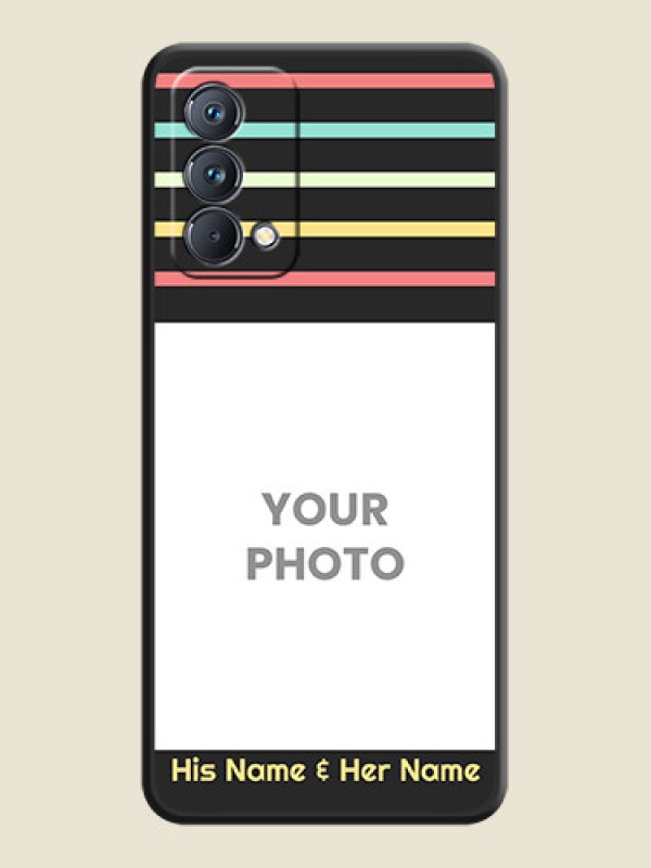 Custom Color Stripes with Photo and Text on Photo on Space Black Soft Matte Mobile Case - Realme GT Master - alternate view