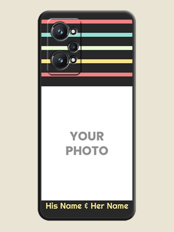 Custom Color Stripes with Photo and Text on Photo on Space Black Soft Matte Mobile Case - Realme GT Neo 2 5G - alternate view