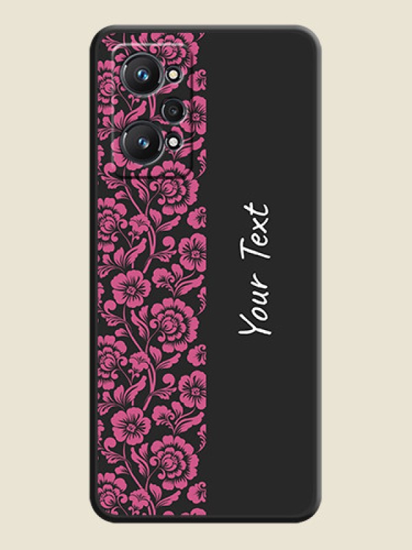 Custom Pink Floral Pattern Design With Custom Text On Space Black Personalized Soft Matte Phone Covers -Realme Gt Neo 2 5G - alternate view