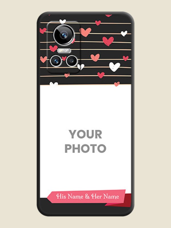 Custom Love Pattern with Name on Pink Ribbon  on Photo on Space Black Soft Matte Back Cover - Realme GT Neo 3 150W - alternate view