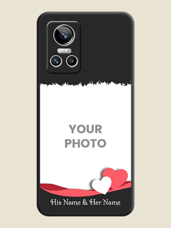 Custom Pin Color Love Shaped Ribbon Design with Text on Space Black Custom Soft Matte Phone Back Cover - Realme GT Neo 3 150W - alternate view