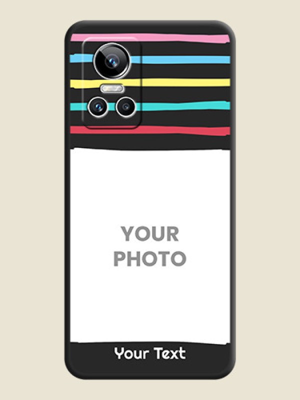 Custom Multicolor Lines with Image on Space Black Personalized Soft Matte Phone Covers - Realme GT Neo 3 150W - alternate view
