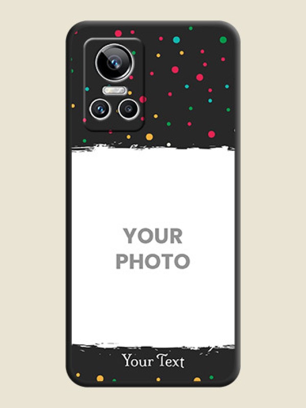 Custom Multicolor Dotted Pattern with Text on Space Black Custom Soft Matte Phone Back Cover - Realme GT Neo 3 150W - alternate view