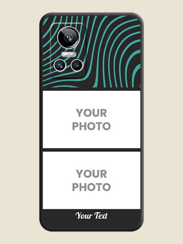 Custom Wave Pattern with 2 Image Holder on Space Black Personalized Soft Matte Phone Covers - Realme GT Neo 3 150W - alternate view