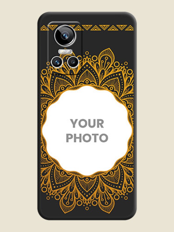 Custom Round Image with Floral Design on Photo on Space Black Soft Matte Mobile Cover - Realme GT Neo 3 150W - alternate view