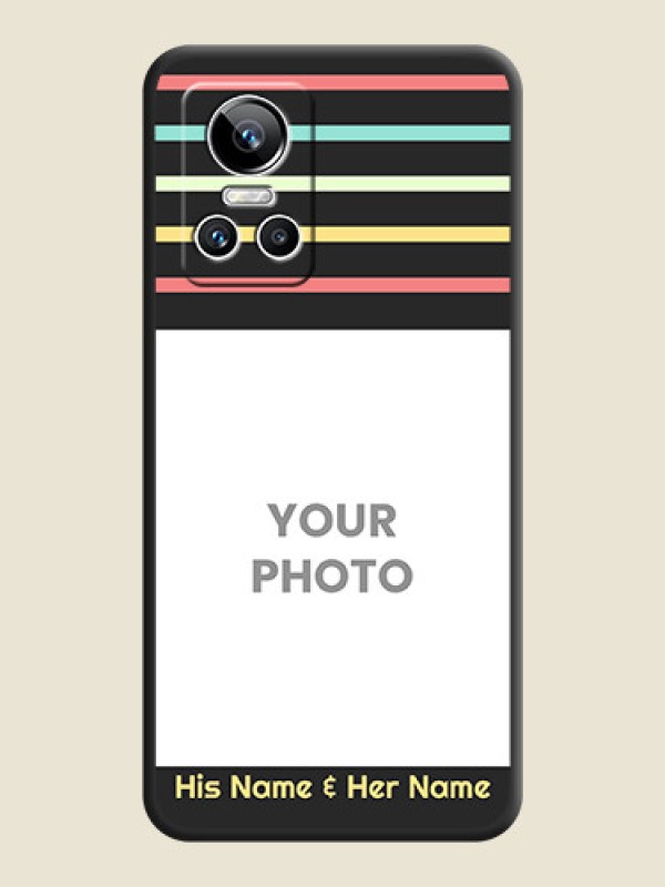 Custom Color Stripes with Photo and Text on Photo on Space Black Soft Matte Mobile Case - Realme GT Neo 3 150W - alternate view
