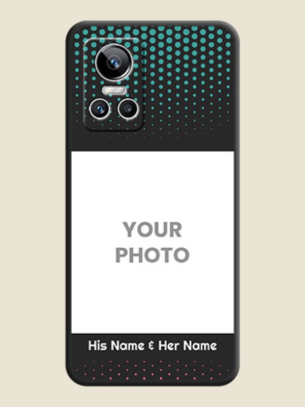 Custom Faded Dots with Grunge Photo Frame and Text on Space Black Custom Soft Matte Phone Cases - Realme GT Neo 3 150W - alternate view