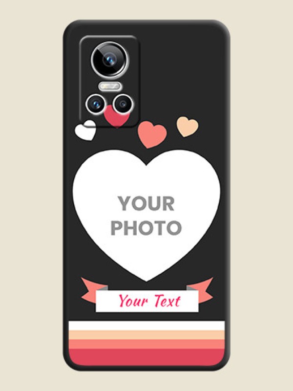 Custom Love Shaped Photo with Colorful Stripes on Personalised Space Black Soft Matte Cases - Realme GT Neo 3 - alternate view
