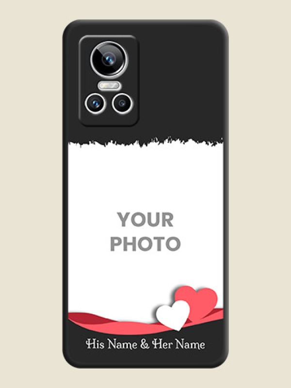 Custom Pin Color Love Shaped Ribbon Design with Text on Space Black Custom Soft Matte Phone Back Cover - Realme GT Neo 3 - alternate view