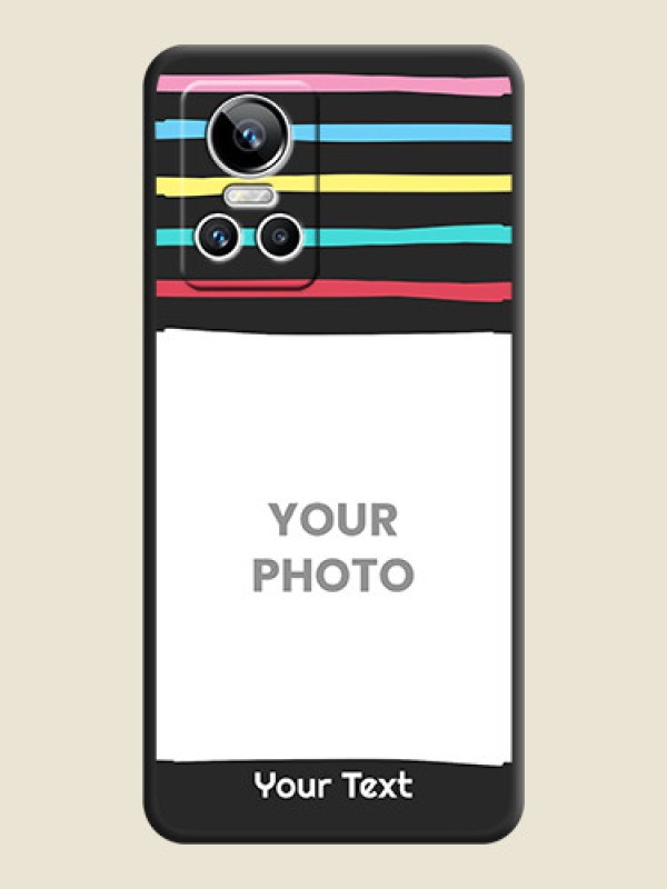 Custom Multicolor Lines with Image on Space Black Personalized Soft Matte Phone Covers - Realme GT Neo 3 - alternate view
