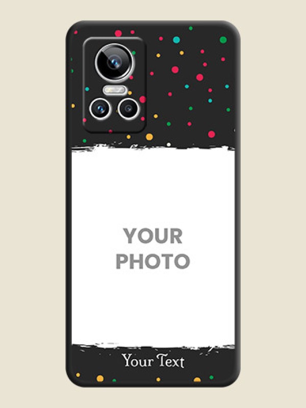 Custom Multicolor Dotted Pattern with Text on Space Black Custom Soft Matte Phone Back Cover - Realme GT Neo 3 - alternate view
