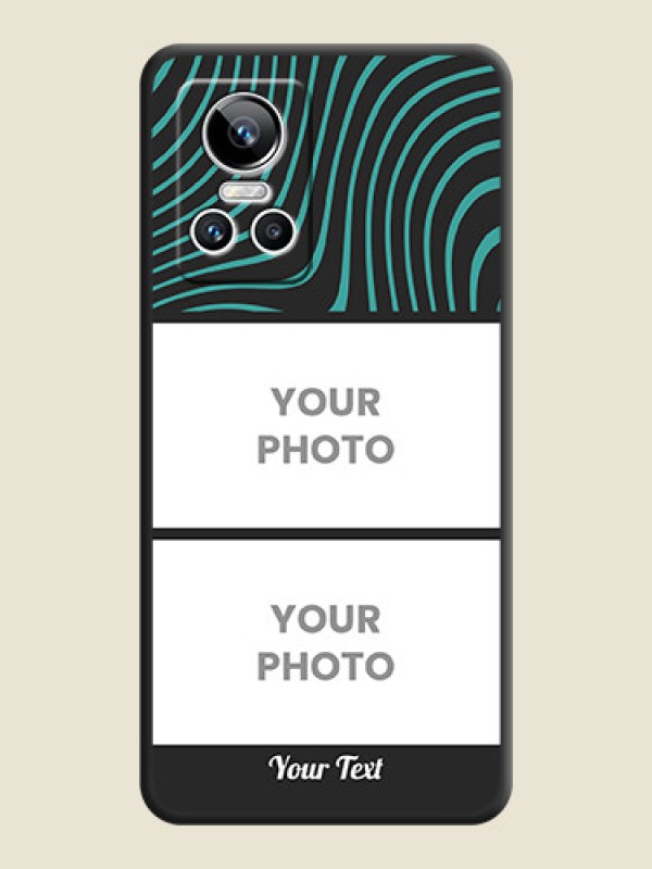 Custom Wave Pattern with 2 Image Holder on Space Black Personalized Soft Matte Phone Covers - Realme GT Neo 3 - alternate view