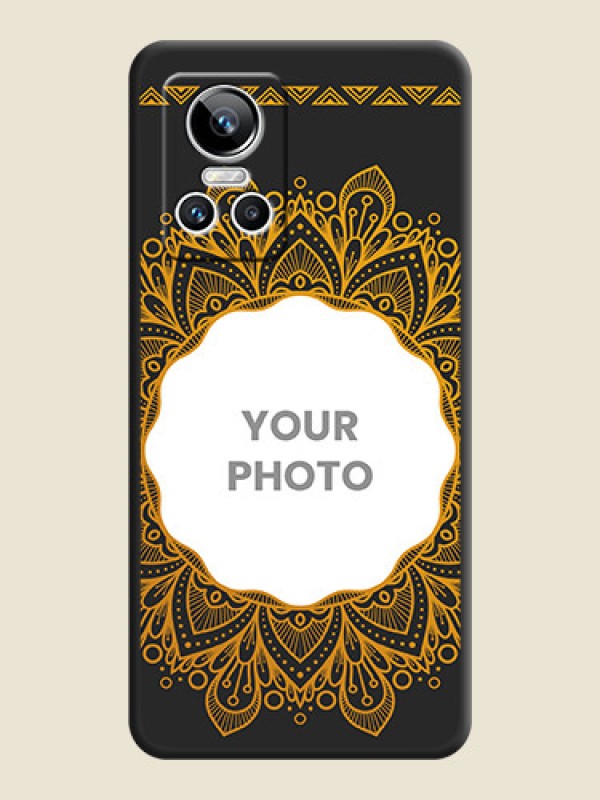Custom Round Image with Floral Design on Photo on Space Black Soft Matte Mobile Cover - Realme GT Neo 3 - alternate view