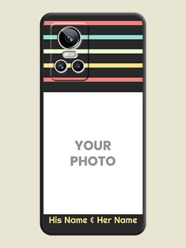Custom Color Stripes with Photo and Text on Photo on Space Black Soft Matte Mobile Case - Realme GT Neo 3 - alternate view