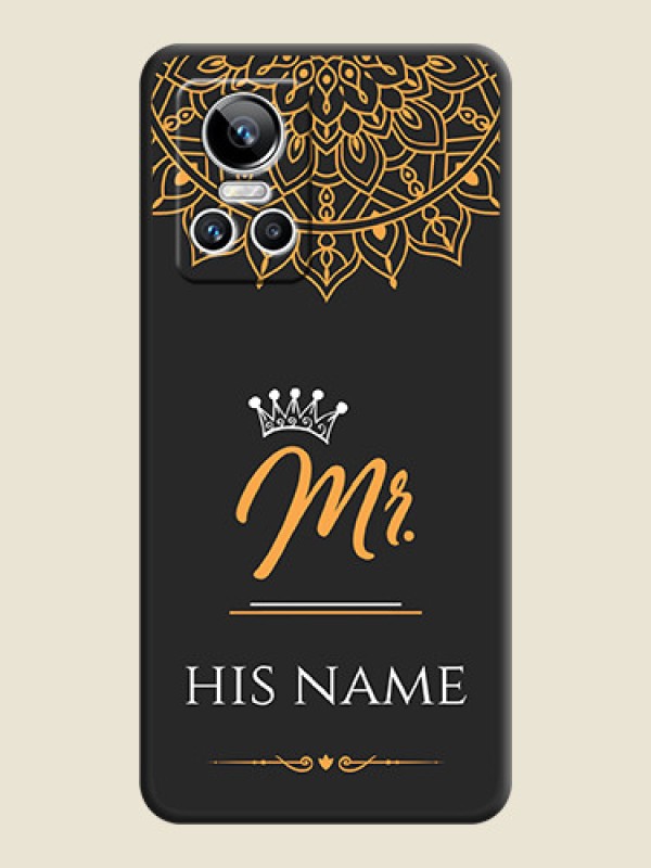 Custom Mr Name with Floral Design  on Personalised Space Black Soft Matte Cases - Realme GT Neo 3 - alternate view