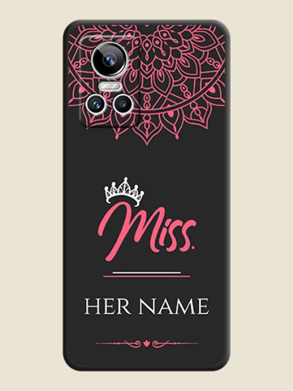 Custom Mrs Name with Floral Design on Space Black Personalized Soft Matte Phone Covers - Realme GT Neo 3 - alternate view