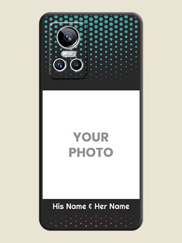Custom Faded Dots with Grunge Photo Frame and Text on Space Black Custom Soft Matte Phone Cases - Realme GT Neo 3 - alternate view