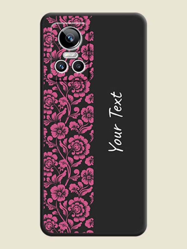 Custom Pink Floral Pattern Design With Custom Text On Space Black Personalized Soft Matte Phone Covers -Realme Gt Neo 3 - alternate view