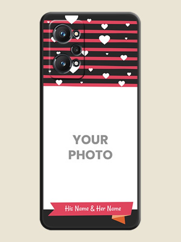 Custom White Color Love Symbols with Pink Lines Pattern on Space Black Custom Soft Matte Phone Cases - Realme GT Neo 3T - alternate view