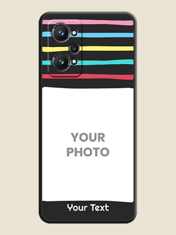 Custom Multicolor Lines with Image on Space Black Personalized Soft Matte Phone Covers - Realme GT Neo 3T - alternate view
