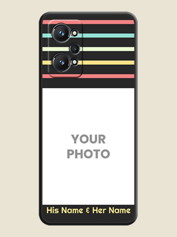 Custom Color Stripes with Photo and Text on Photo on Space Black Soft Matte Mobile Case - Realme GT Neo 3T - alternate view