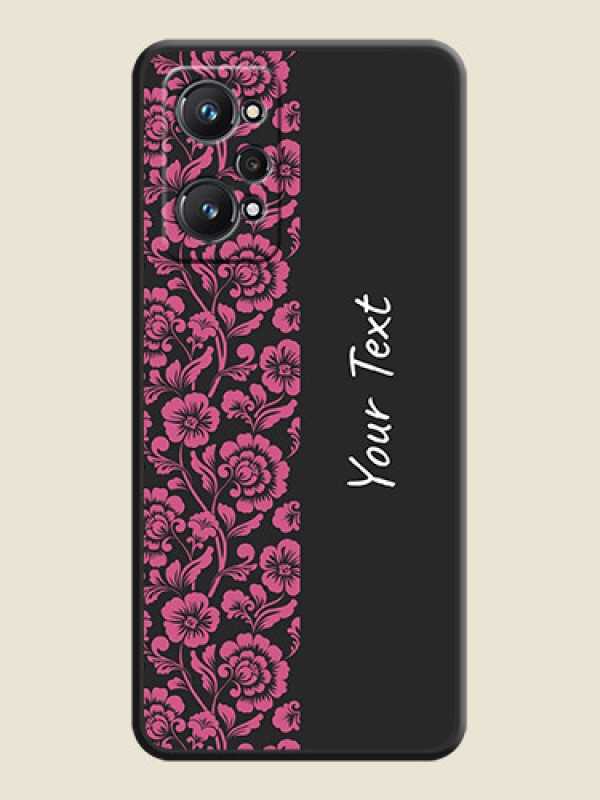 Custom Pink Floral Pattern Design With Custom Text On Space Black Personalized Soft Matte Phone Covers -Realme Gt Neo 3T - alternate view