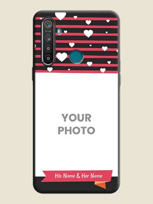 Custom White Color Love Symbols with Pink Lines Pattern on Space Black Custom Soft Matte Phone Cases - Realme Narzo 10 - alternate view