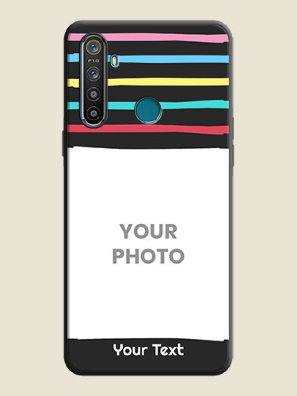 Custom Multicolor Lines with Image on Space Black Personalized Soft Matte Phone Covers - Realme Narzo 10 - alternate view