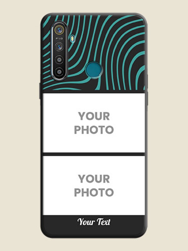 Custom Wave Pattern with 2 Image Holder on Space Black Personalized Soft Matte Phone Covers - Realme Narzo 10 - alternate view