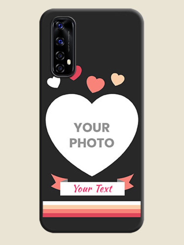 Custom Love Shaped Photo with Colorful Stripes on Personalised Space Black Soft Matte Cases - Realme Narzo 20 Pro - alternate view