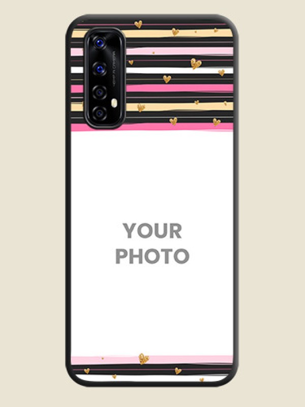 Custom Multicolor Lines and Golden Love Symbols Design on Photo on Space Black Soft Matte Mobile Cover - Realme Narzo 20 Pro - alternate view