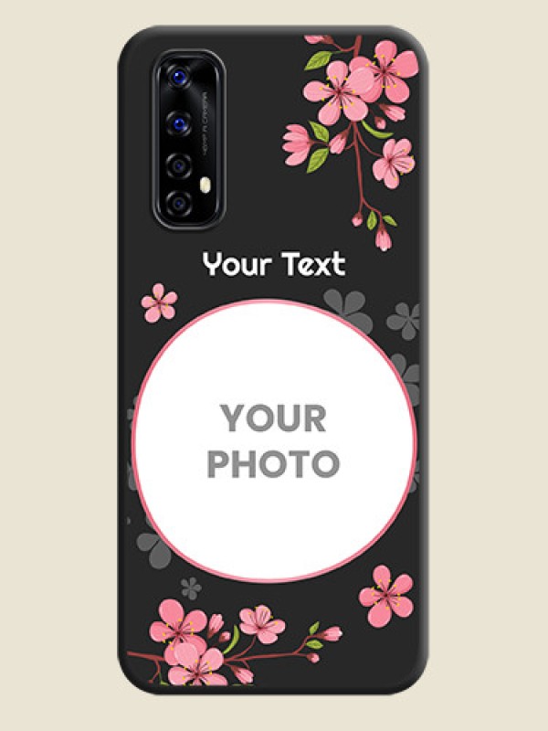 Custom Round Image with Pink Color Floral Design on Photo on Space Black Soft Matte Back Cover - Realme Narzo 20 Pro - alternate view