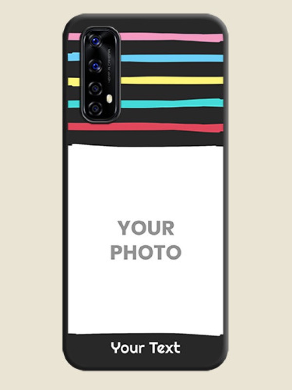 Custom Multicolor Lines with Image on Space Black Personalized Soft Matte Phone Covers - Realme Narzo 20 Pro - alternate view