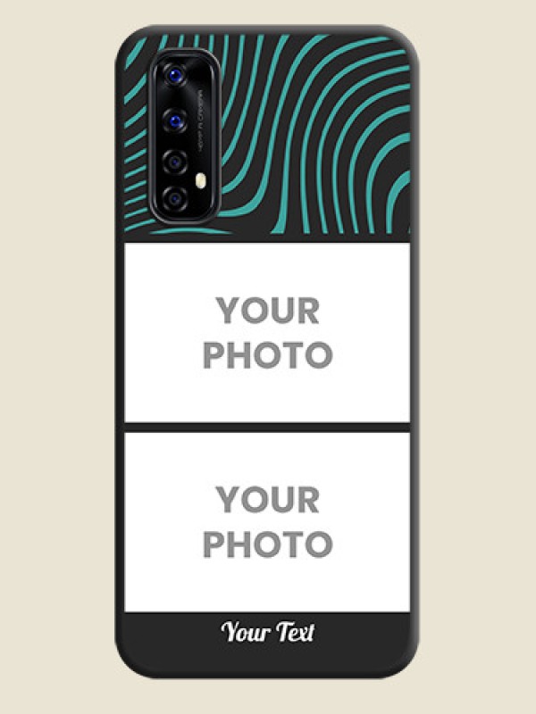 Custom Wave Pattern with 2 Image Holder on Space Black Personalized Soft Matte Phone Covers - Realme Narzo 20 Pro - alternate view