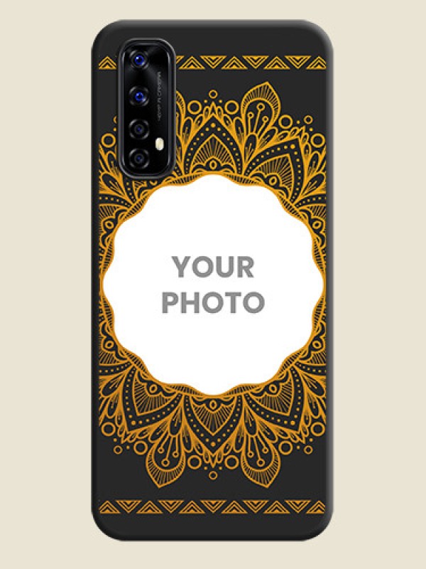 Custom Round Image with Floral Design on Photo on Space Black Soft Matte Mobile Cover - Realme Narzo 20 Pro - alternate view