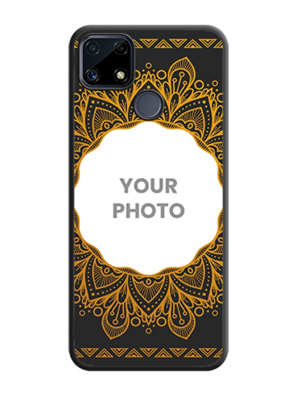 Custom Round Image with Floral Design on Photo on Space Black Soft Matte Mobile Cover - Realme Narzo 20 - alternate view