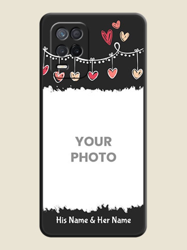 Custom Pink Love Hangings with Name on Space Black Custom Soft Matte Phone Cases - Narzo 30 5G - alternate view